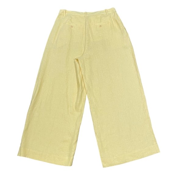 NWT Madewell Sz 16 Harlow Wide-Leg Linen Pants Light Straw Yellow Pleated NJ996 - Picture 6 of 12